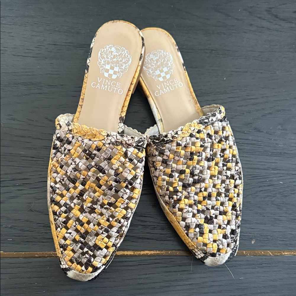 Vince Camuto Women's Woven Mules - Yellow and Black